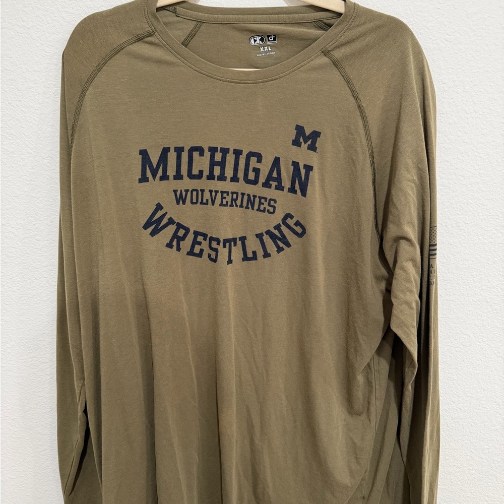 Michigan Wolverines Men's Long Sleeve Olive Shirt